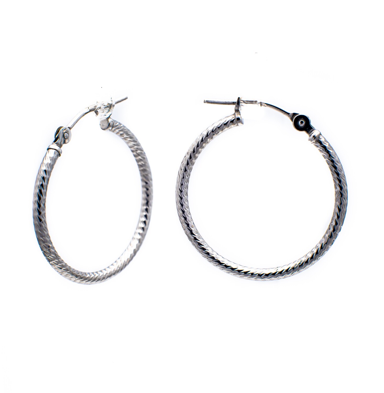 14K White Gold Hoop Earrings