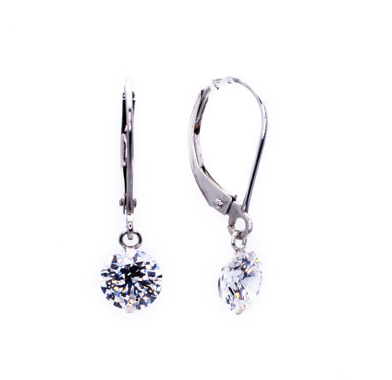 14K White Gold Earrings with CZ Stones