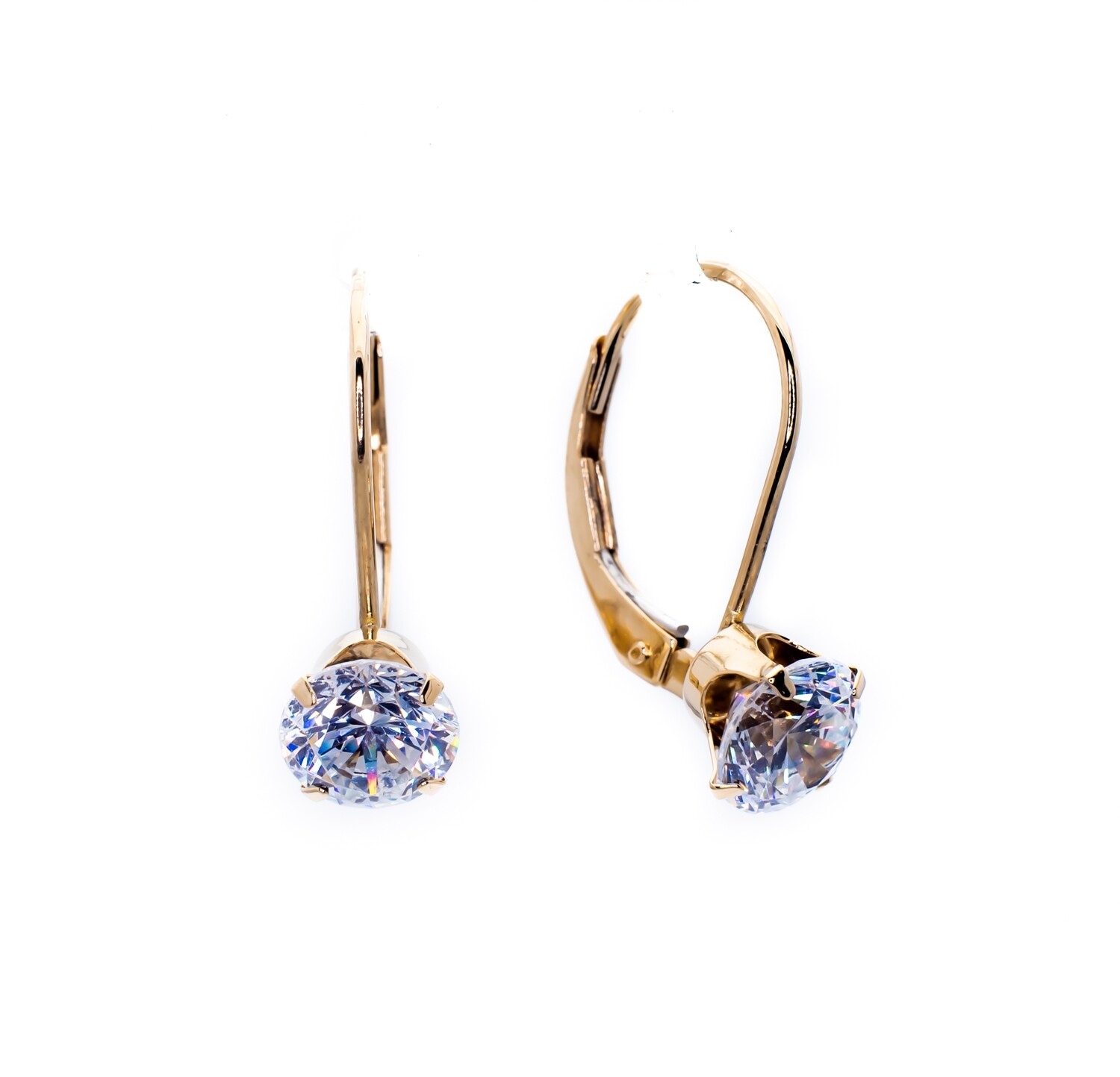 14K Yellow Gold Earrings with CZ Stones