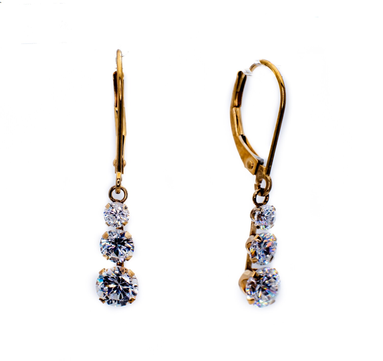 14K Yellow Gold Earrings with CZ Stones