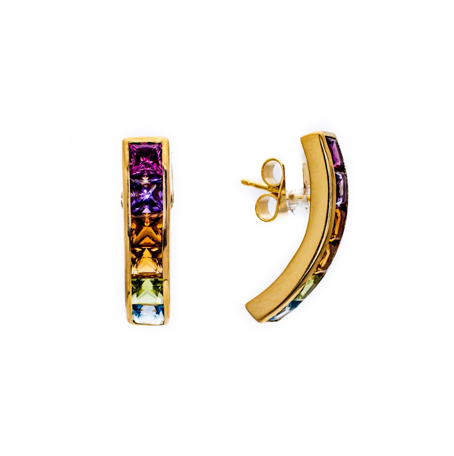 18k Yellow Gold Multi-Gemstone Earrings