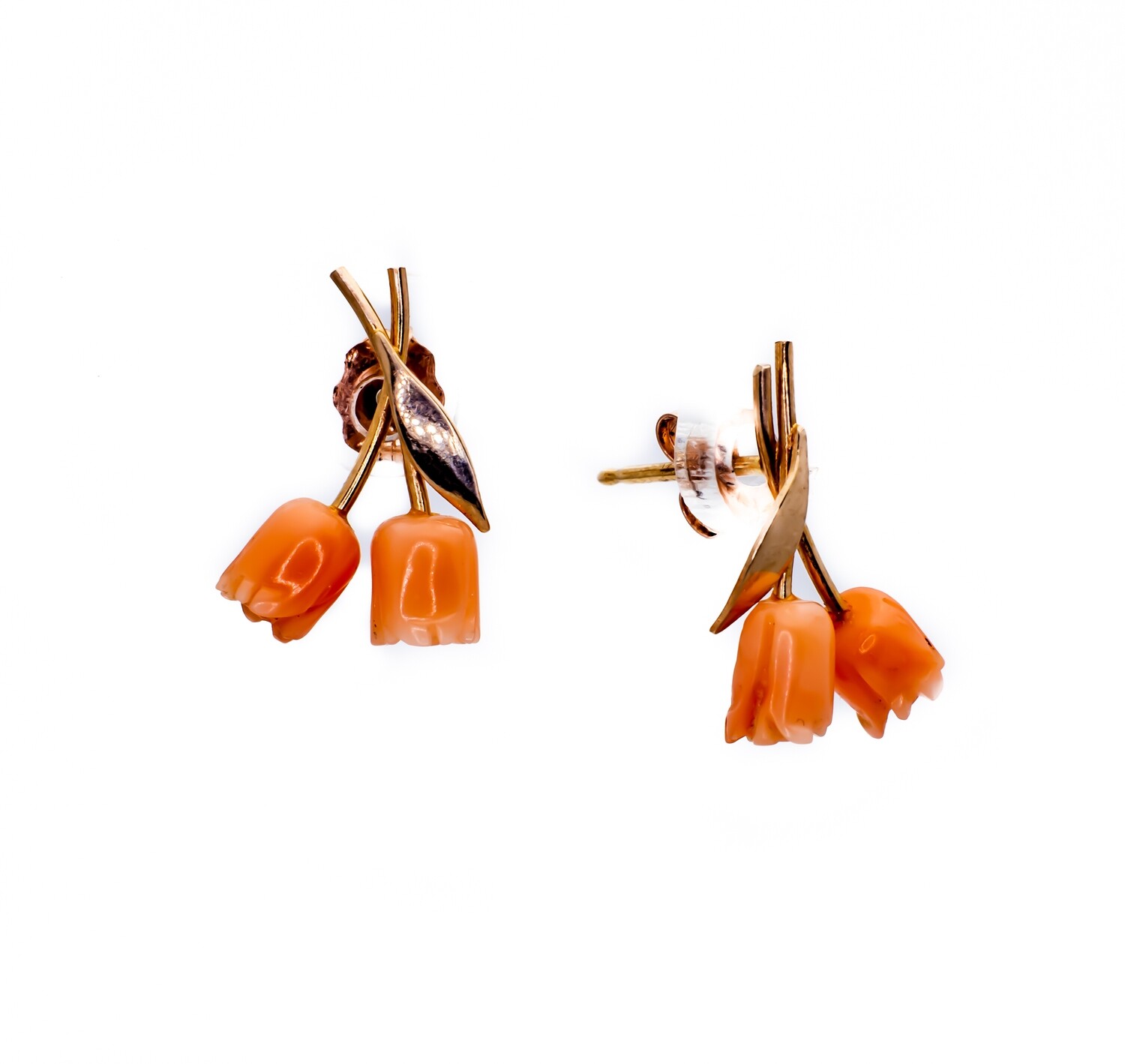 14K Yellow Gold Earrings &quot;Tulips&quot;