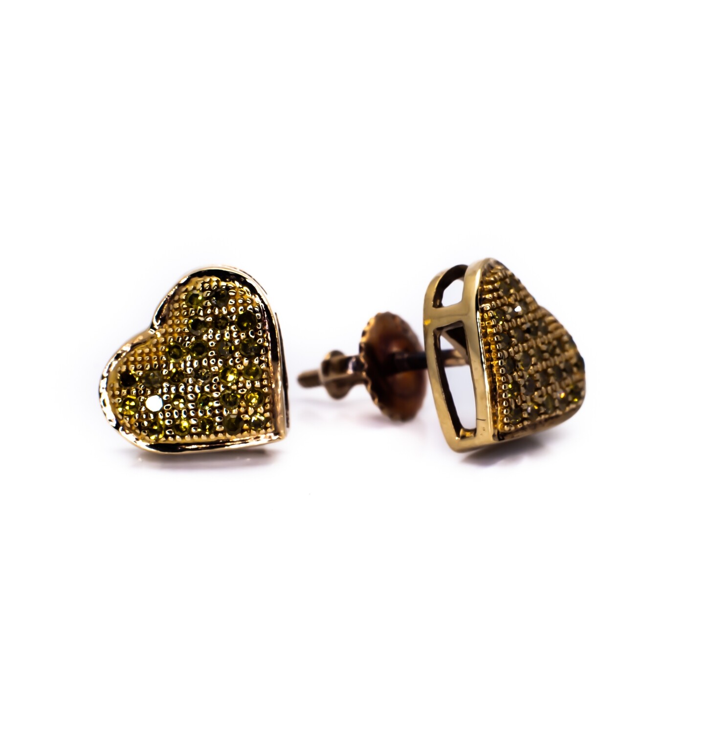 10K Yellow Gold Stud Earrings with Yellow Diamonds