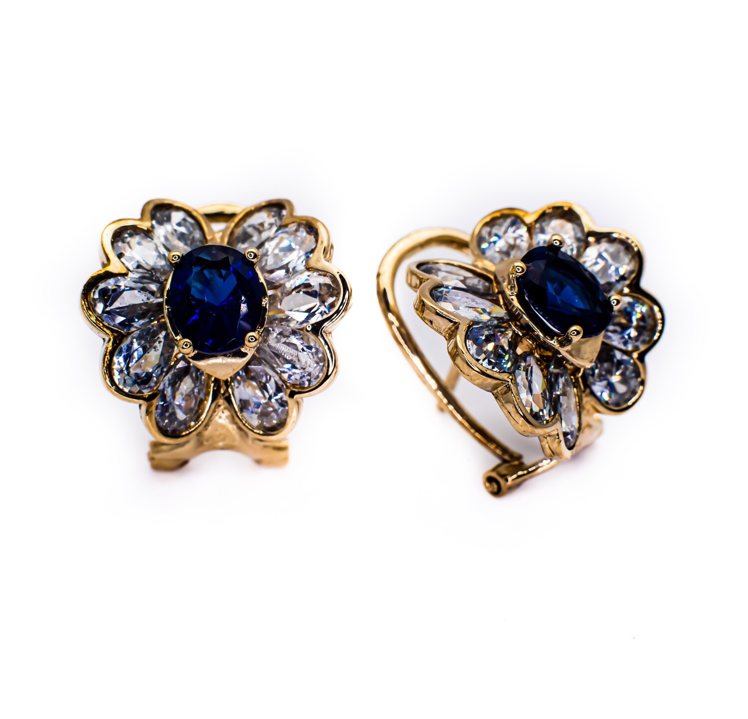 14K Yellow Gold Earrings with CZ Stones