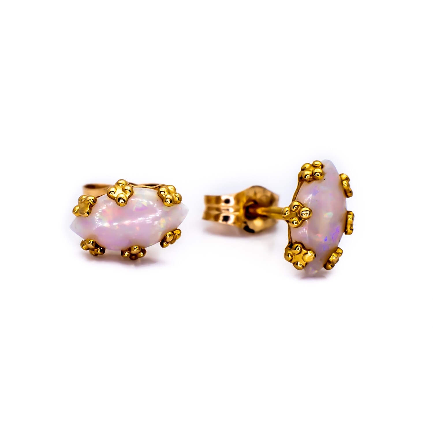 14K Yellow Gold Earrings with Opal