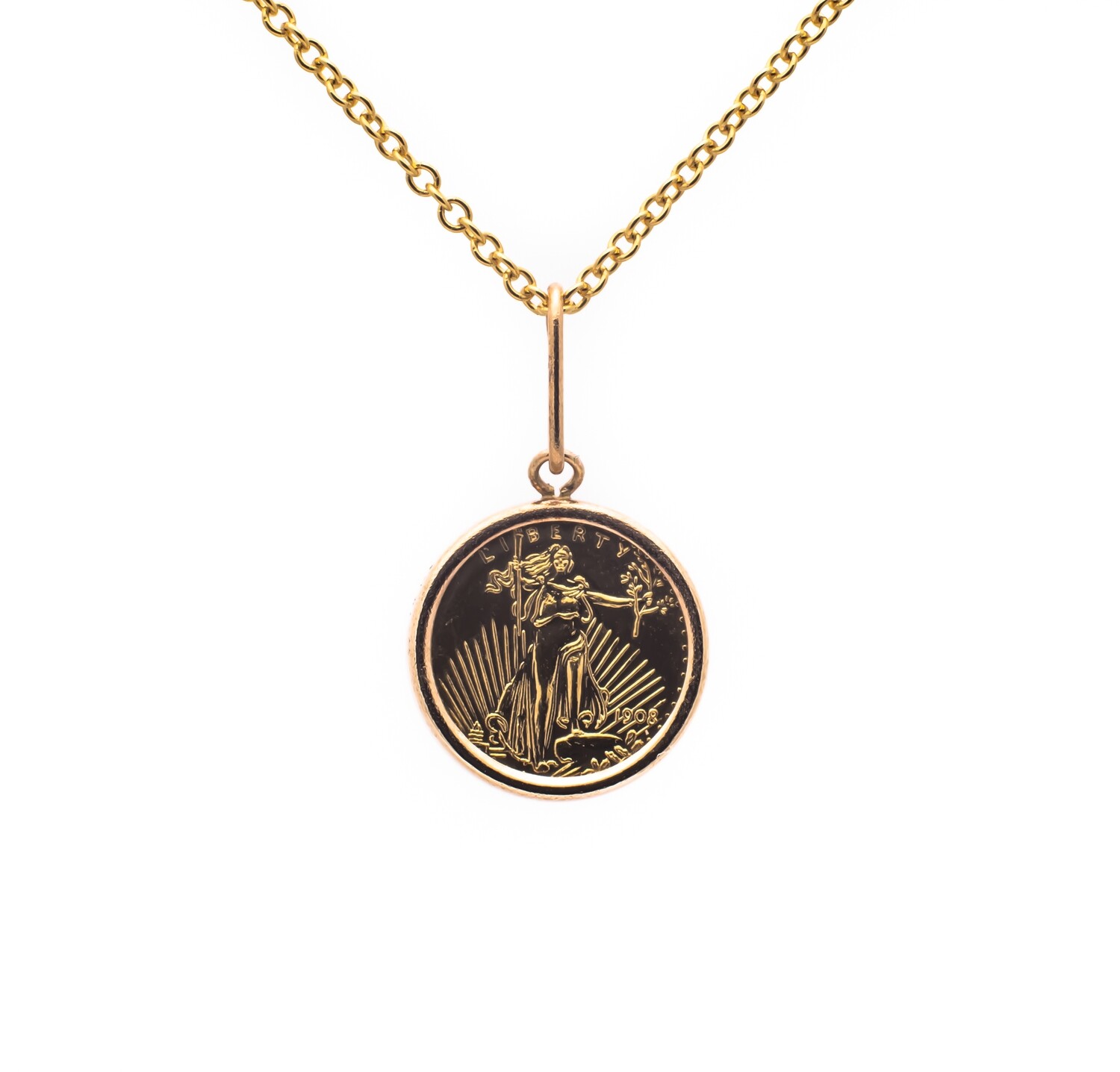 22K Yellow gold Pendant Coin with 14K Holder