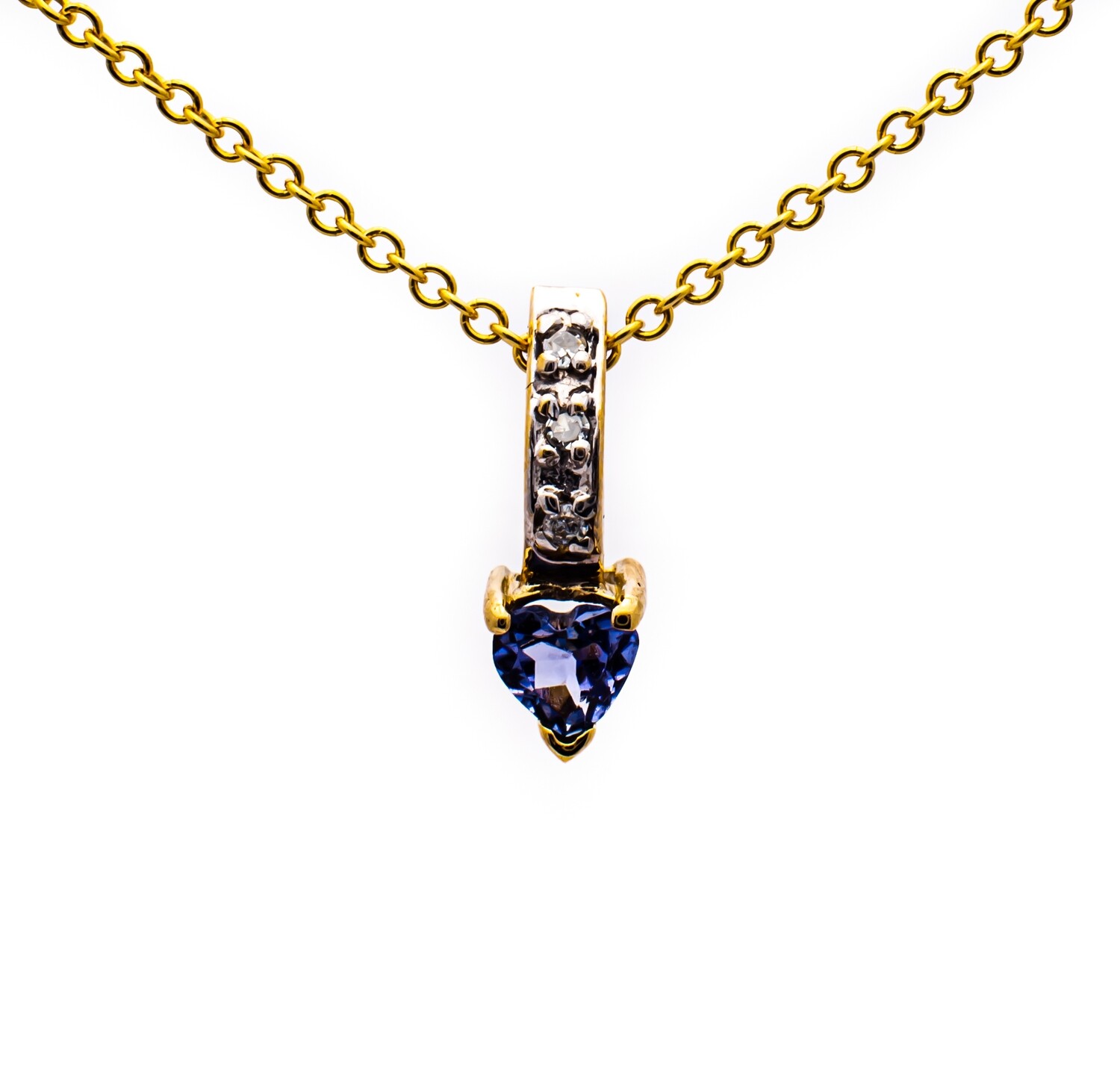 10K Yellow Gold Pendant with Amethyst and Diamonds