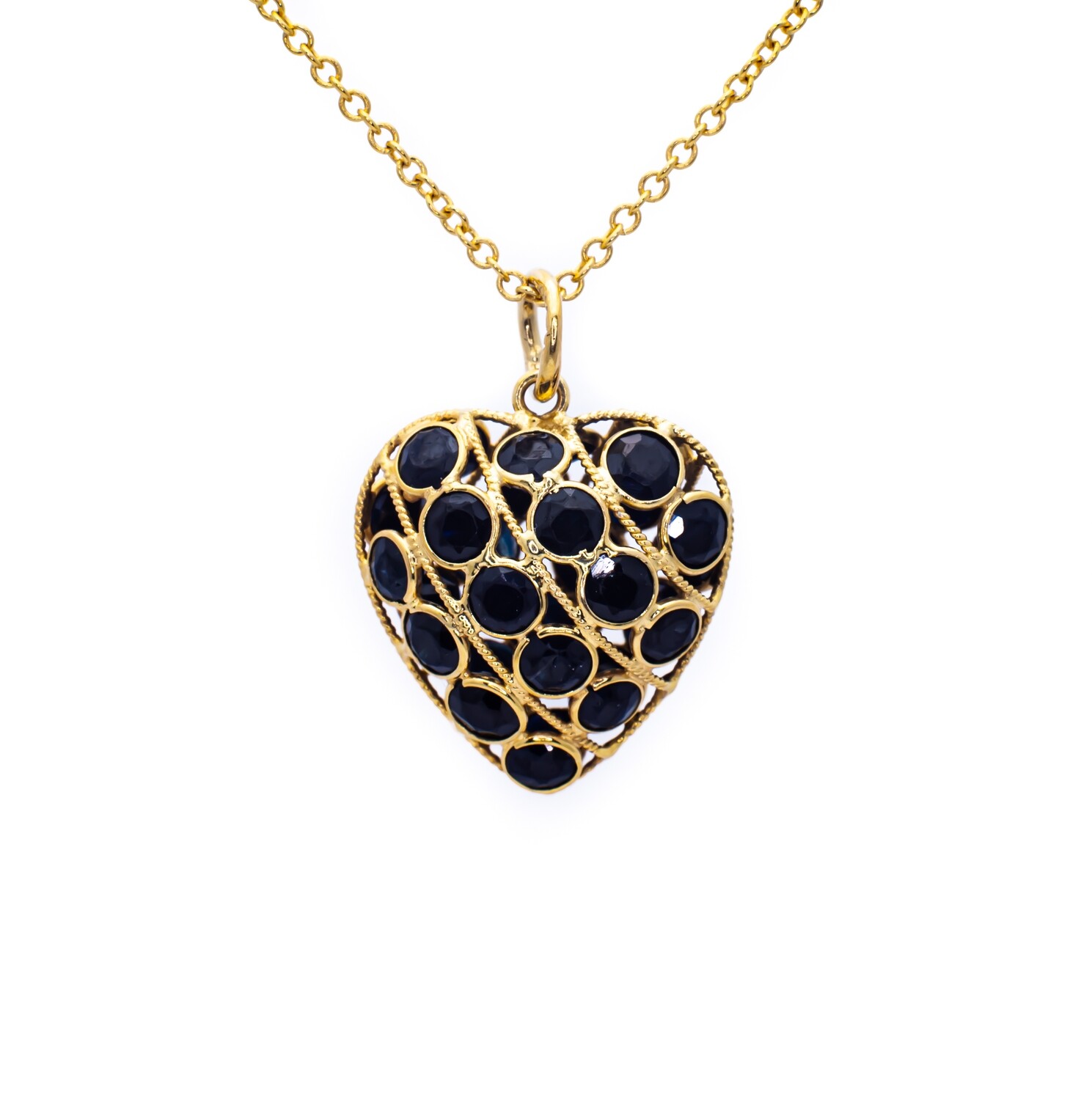 18K Yellow Gold Pendant with Sapphires &quot;Heart&quot;