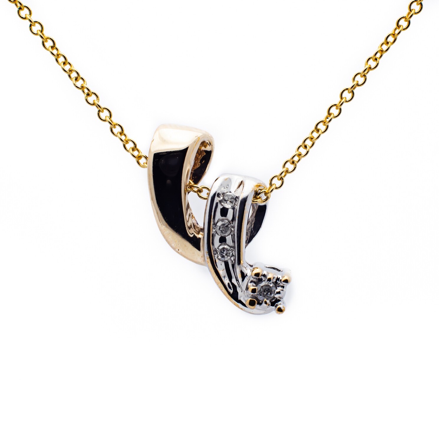 10K Yellow and White Gold Pendant with Diamonds