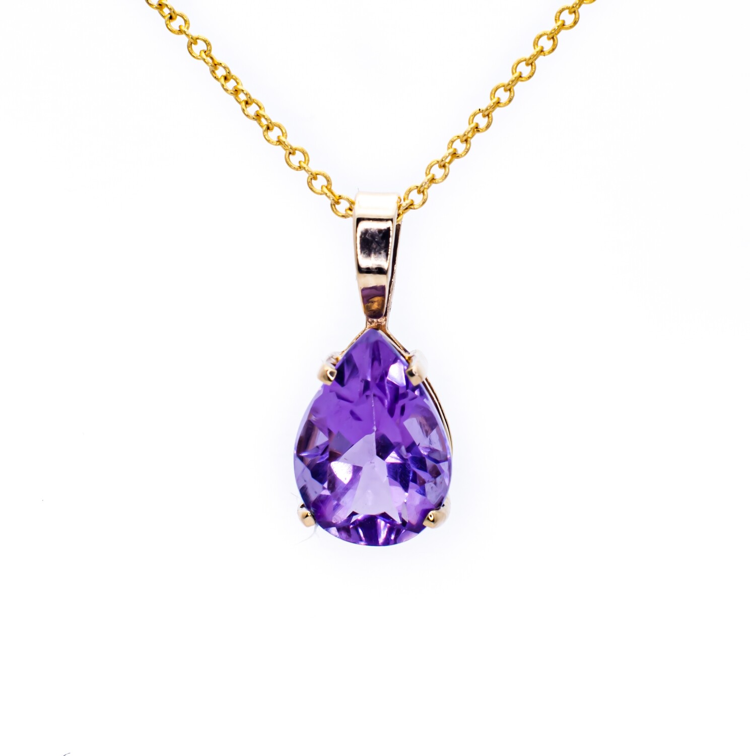 14K Yellow Gold Pendant with Amethyst