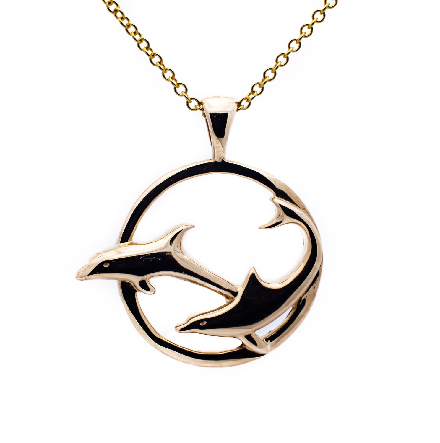 14K Yellow Gold Pendant &quot;Dolphins&quot;
