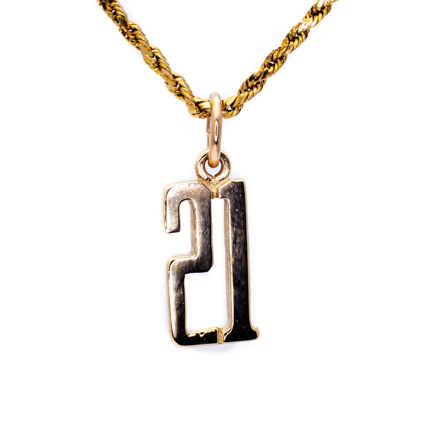 14K Yellow Gold Pendant &quot;21&quot;