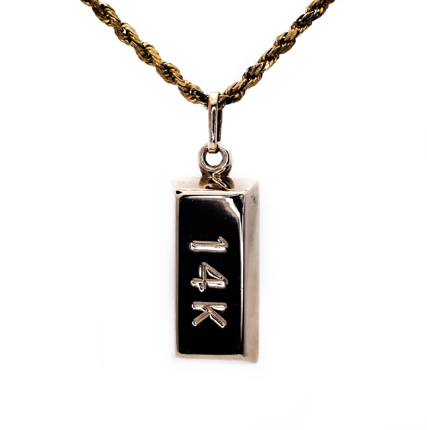 14K Yellow Gold Pendant Hollow &quot;Gold Bar&quot;