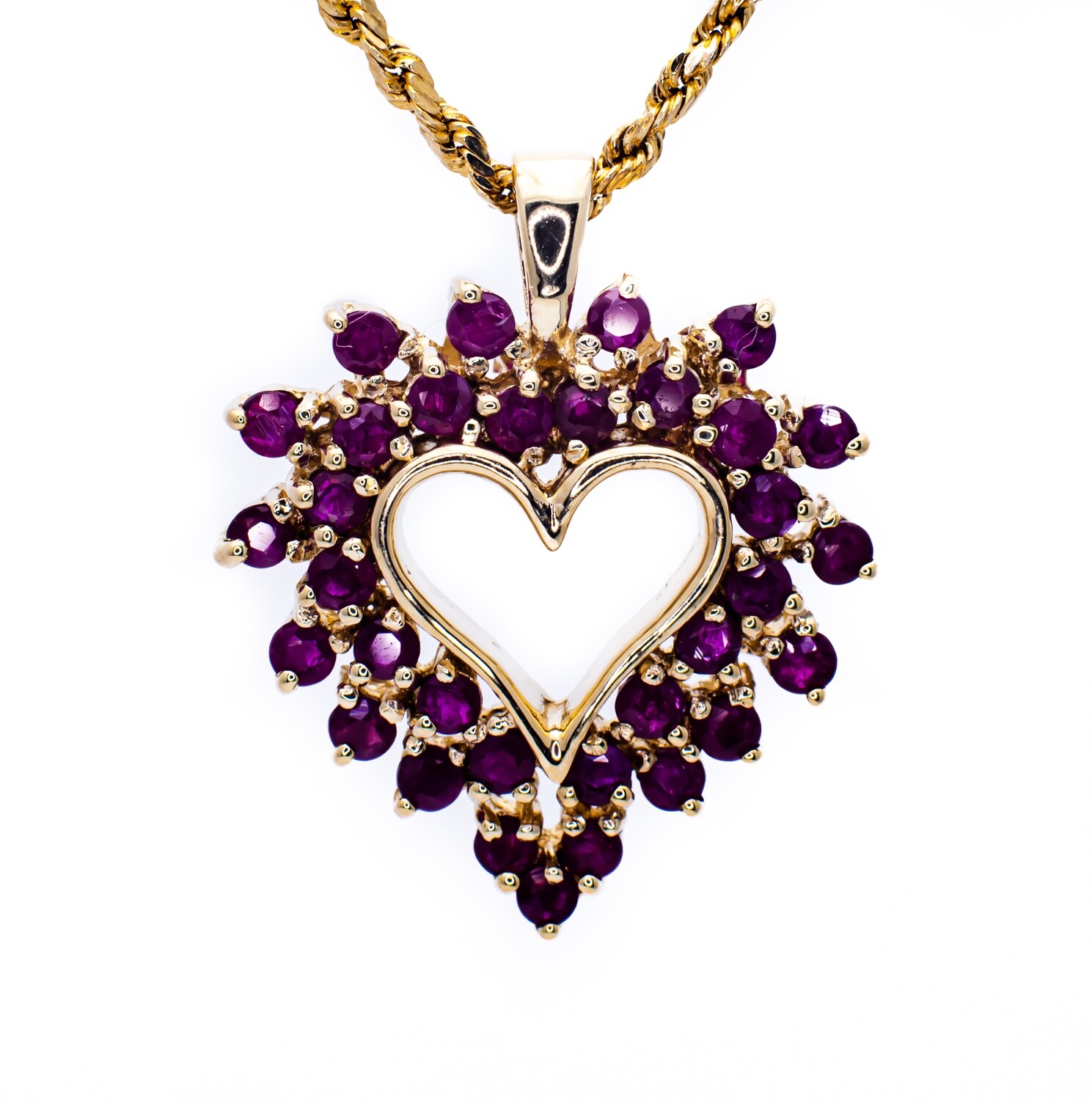 10K Yellow Gold Pendant with Pink Sapphires