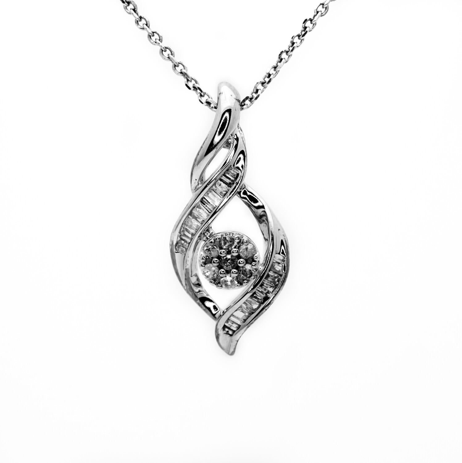 10K White Gold Pendant with Diamonds