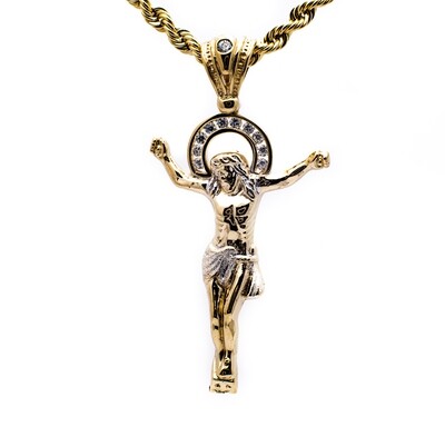 10K Gold Cross with CZ Stones