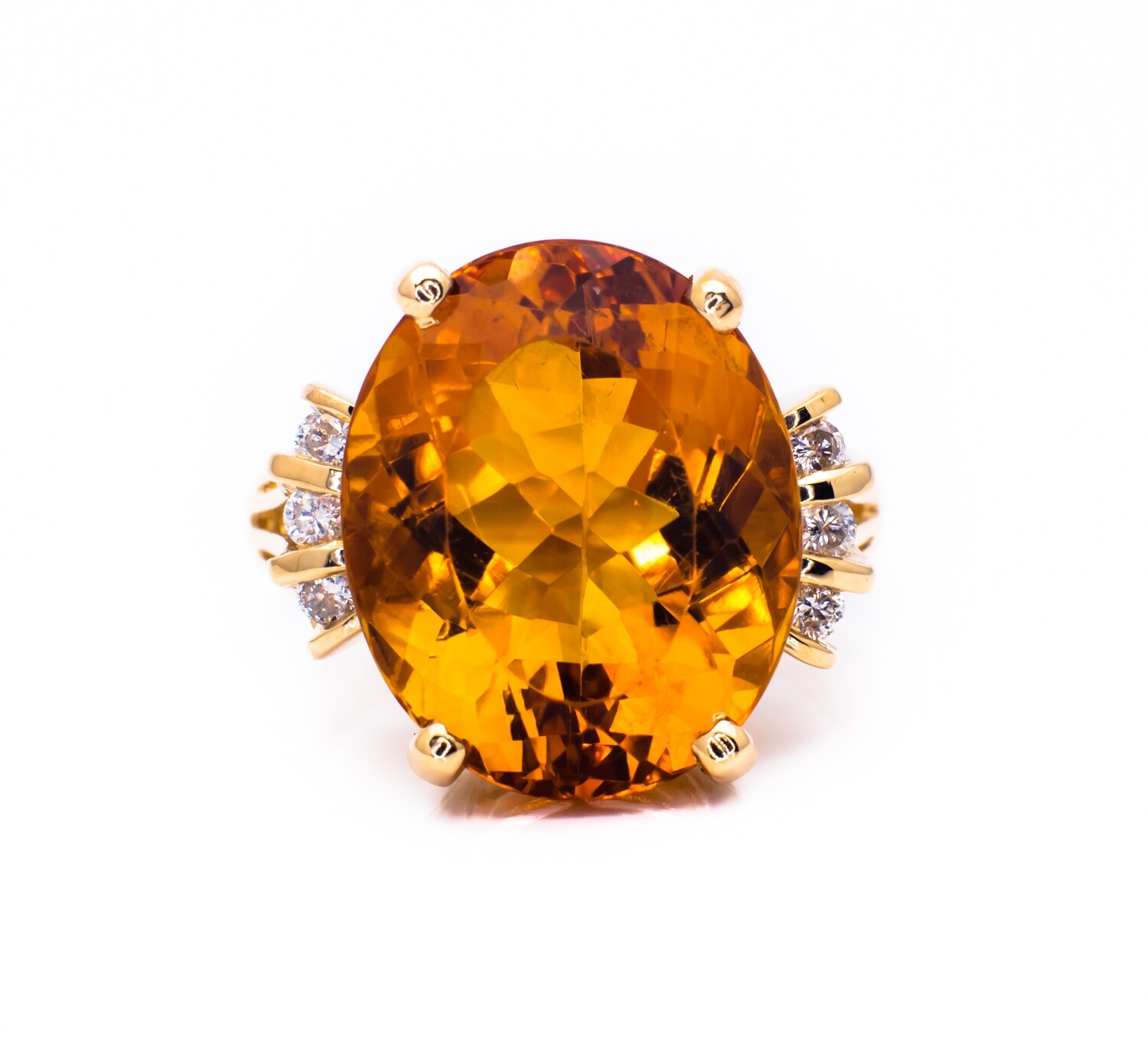 14k Yellow Gold Spinel and Diamond Ring Size 7.25