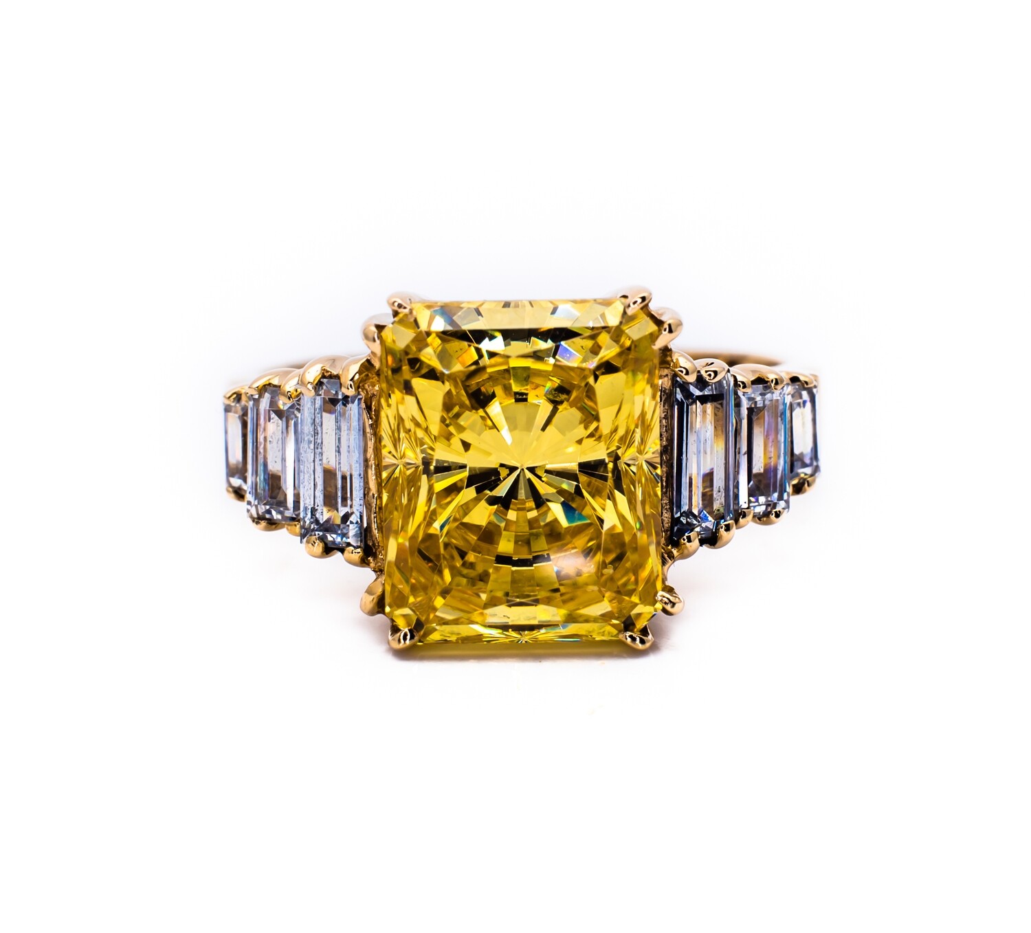 14K Yellow Gold Ring with Citrine and CZ Stones. Size - 7