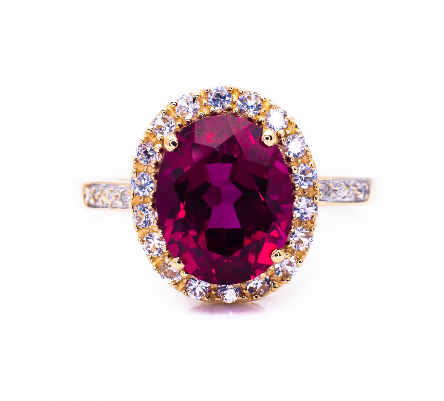 10K Yellow Gold Ring with Ruby and Diamonds. Size - 7 1/4