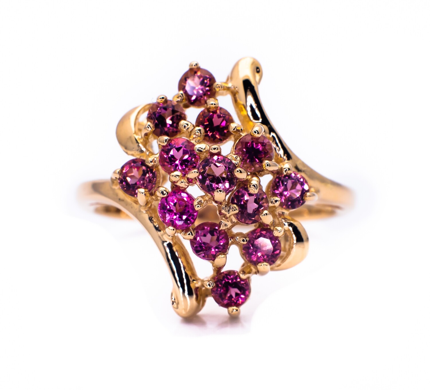 14K Yellow Gold Ring with Pink Amethysts