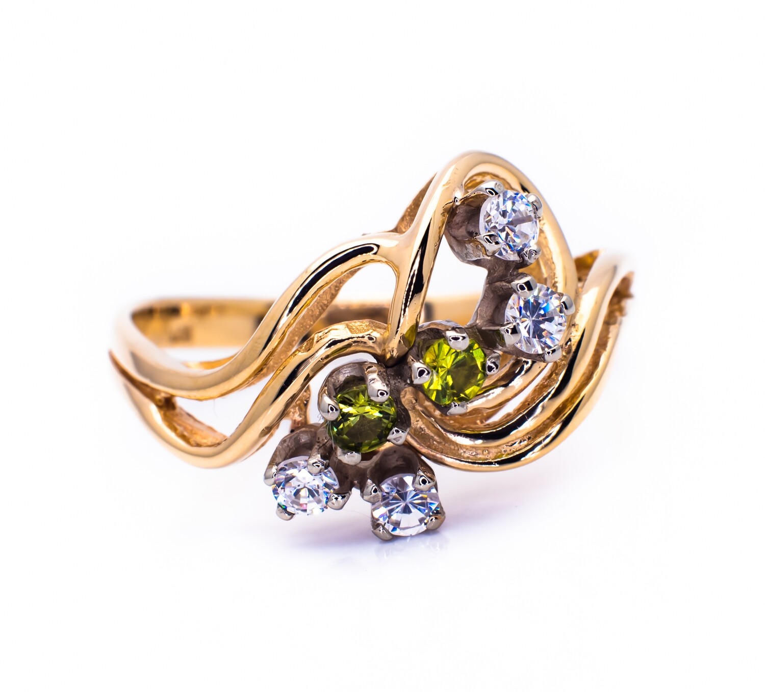 10K Yellow Gold Ring with Gemstones. Size - 8