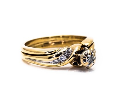 14K Yellow Gold Wedding Ring Set Size 6