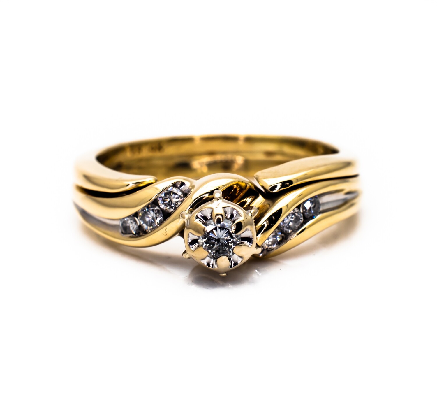 14K Yellow Gold Wedding Ring Set Size 6