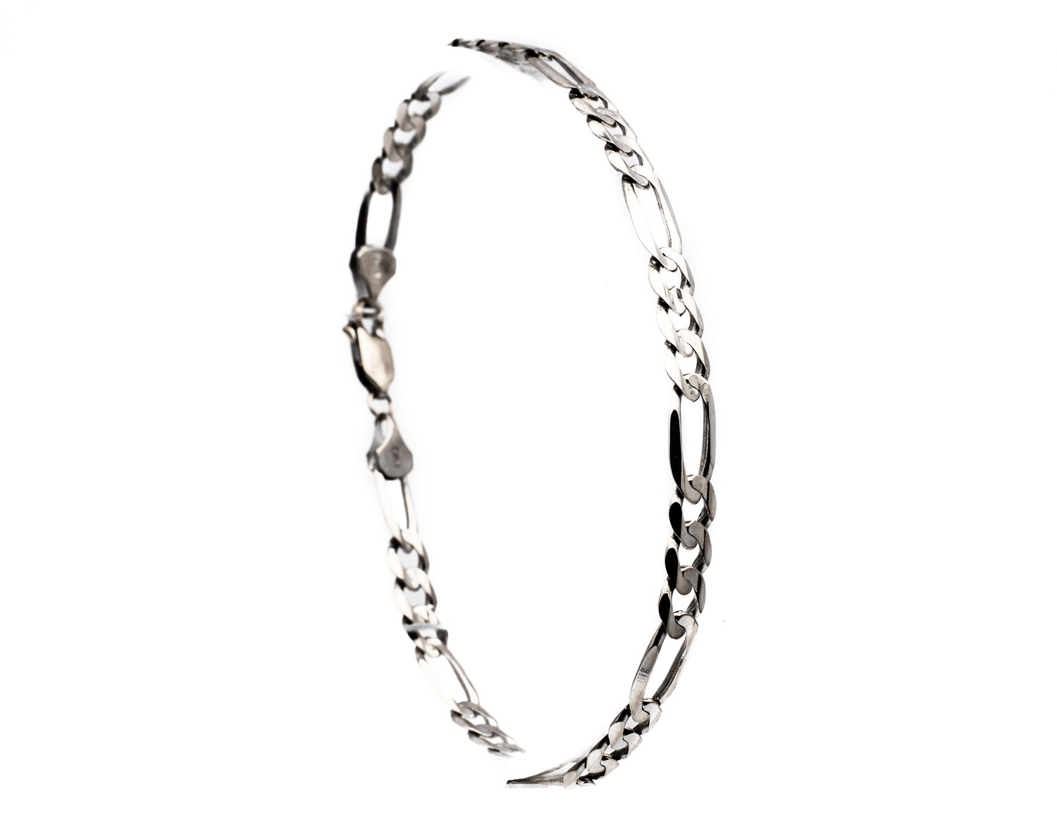 14K White Gold Figaro Bracelet