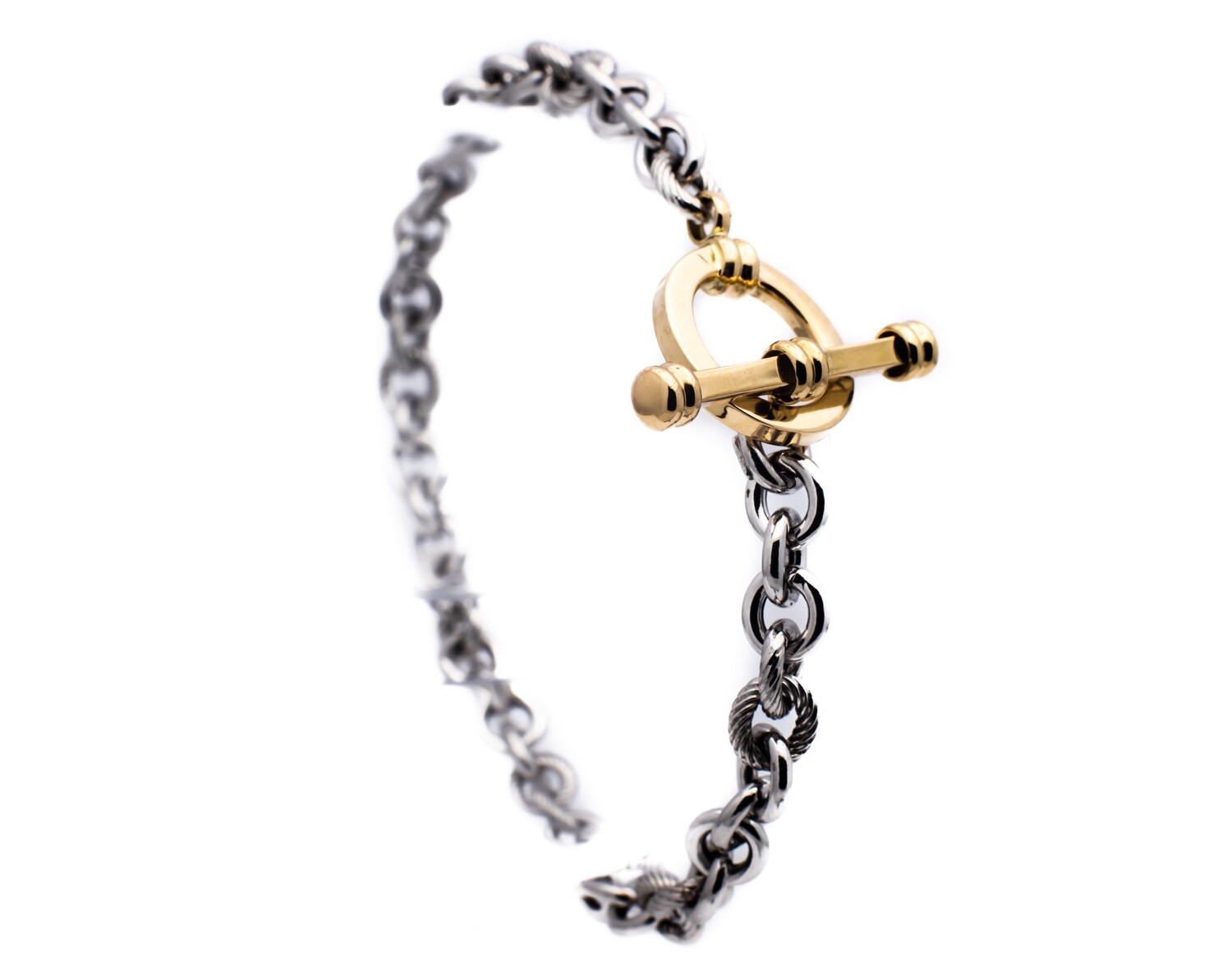 14k White Gold Bracelet with Yellow Gold Clasp