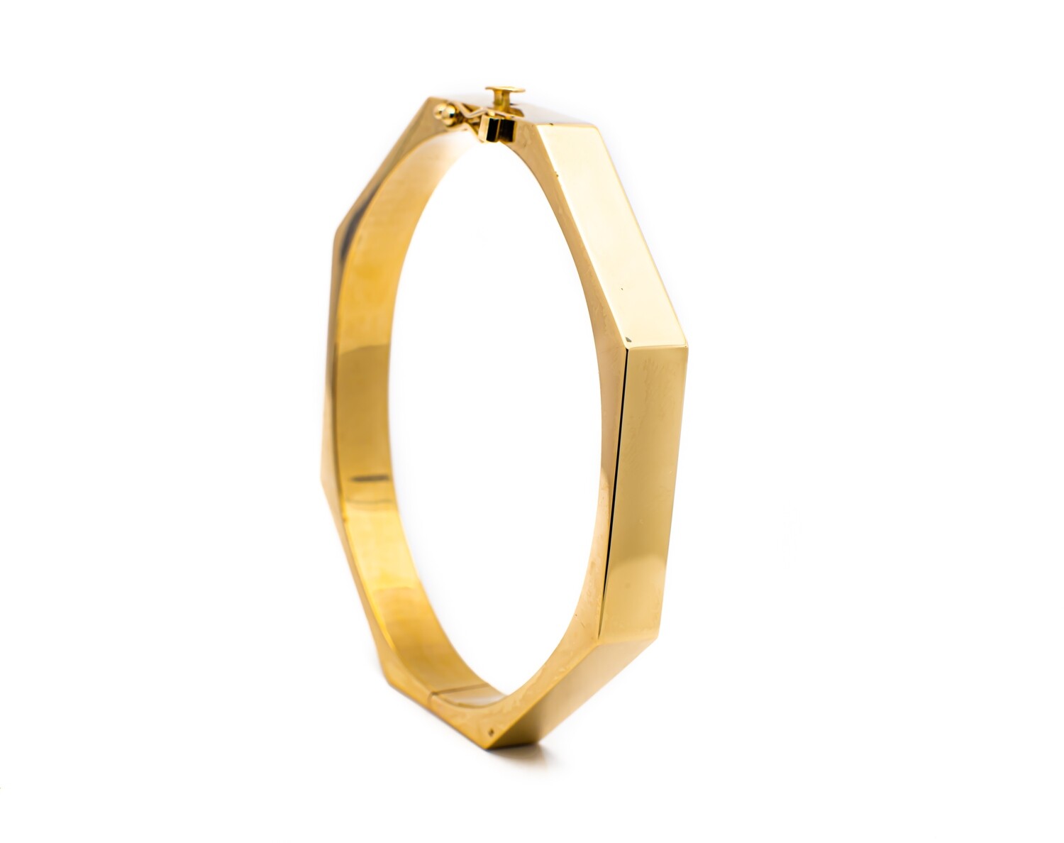 14k Yellow Gold Geometric Bangle