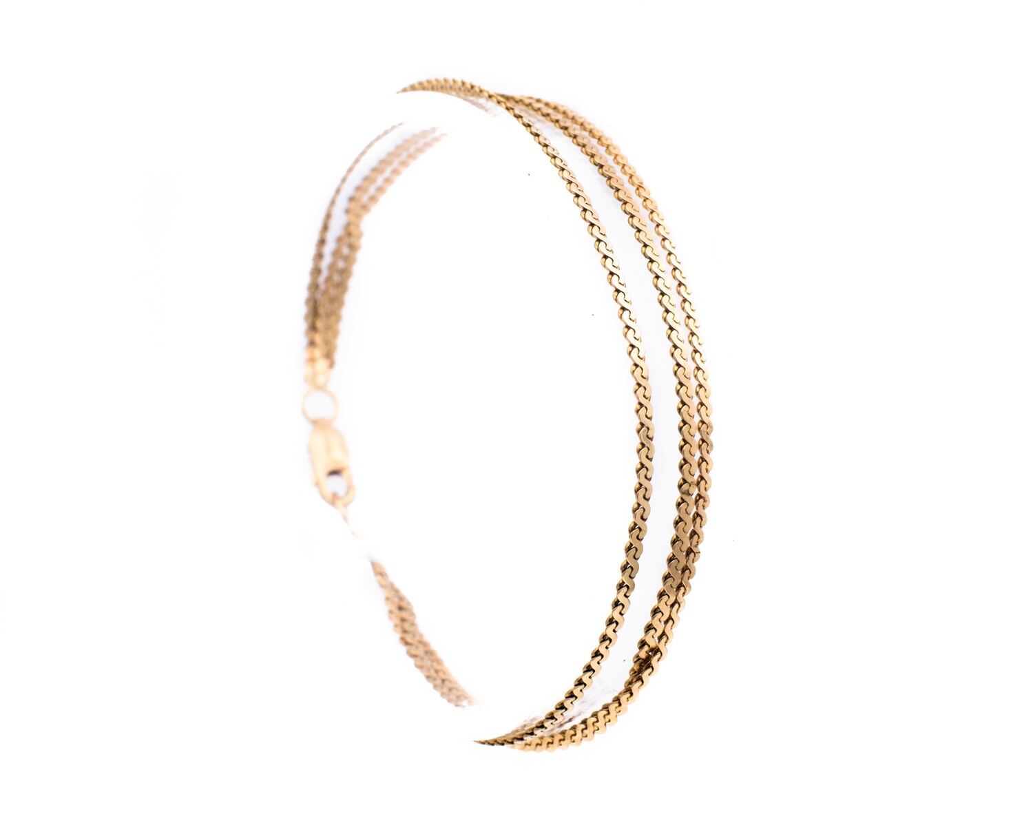 14K Gold Three Layer Serpentine Chain Bracelet