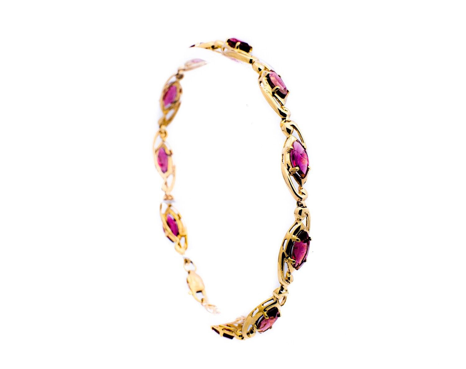 14K Yellow Gold Pink Amethyst Bracelet