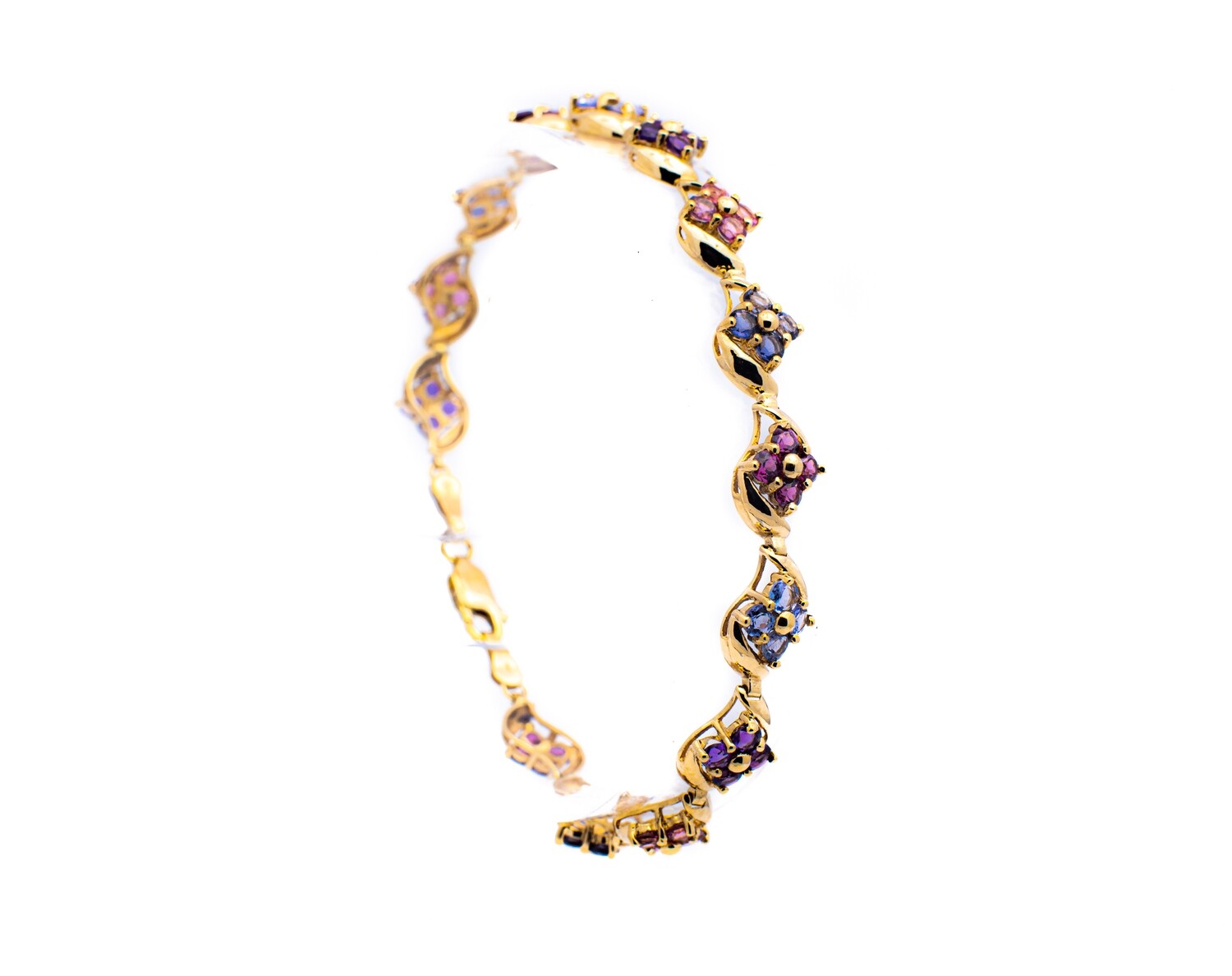 14K Yellow Gold Multi Amethyst Bracelet