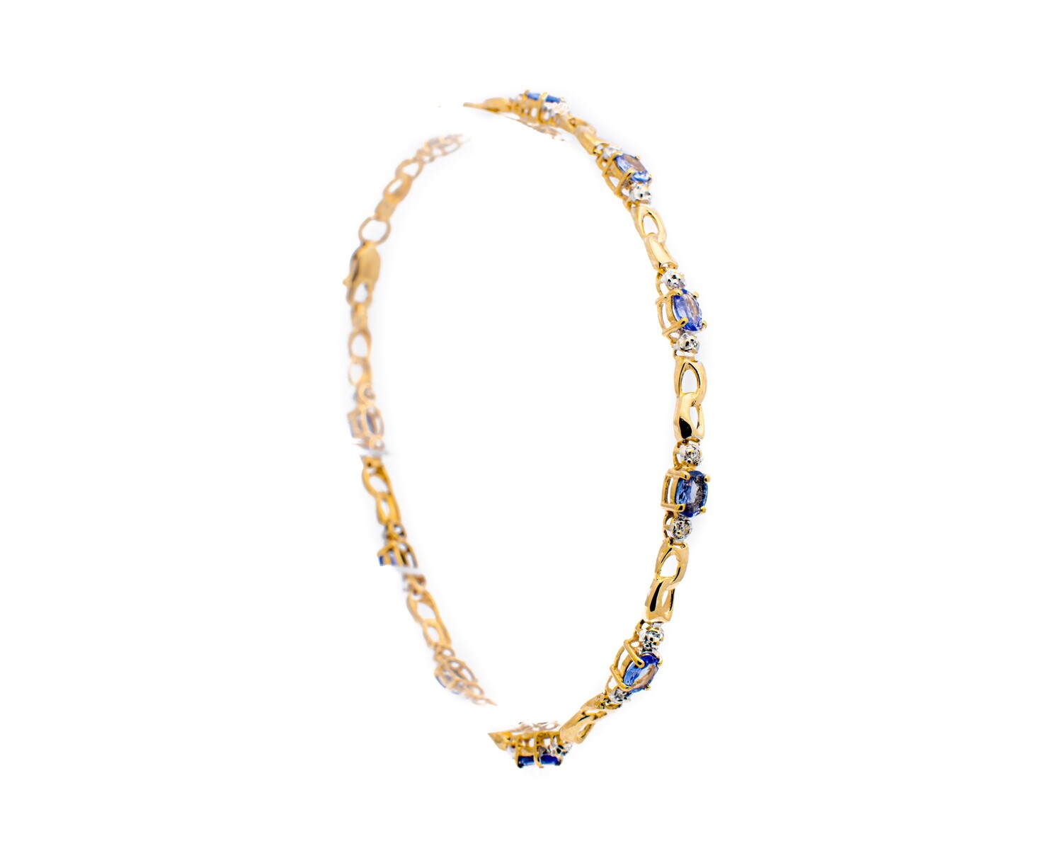 14K Yellow Gold Bracelet with Amethysts and Diamonds
