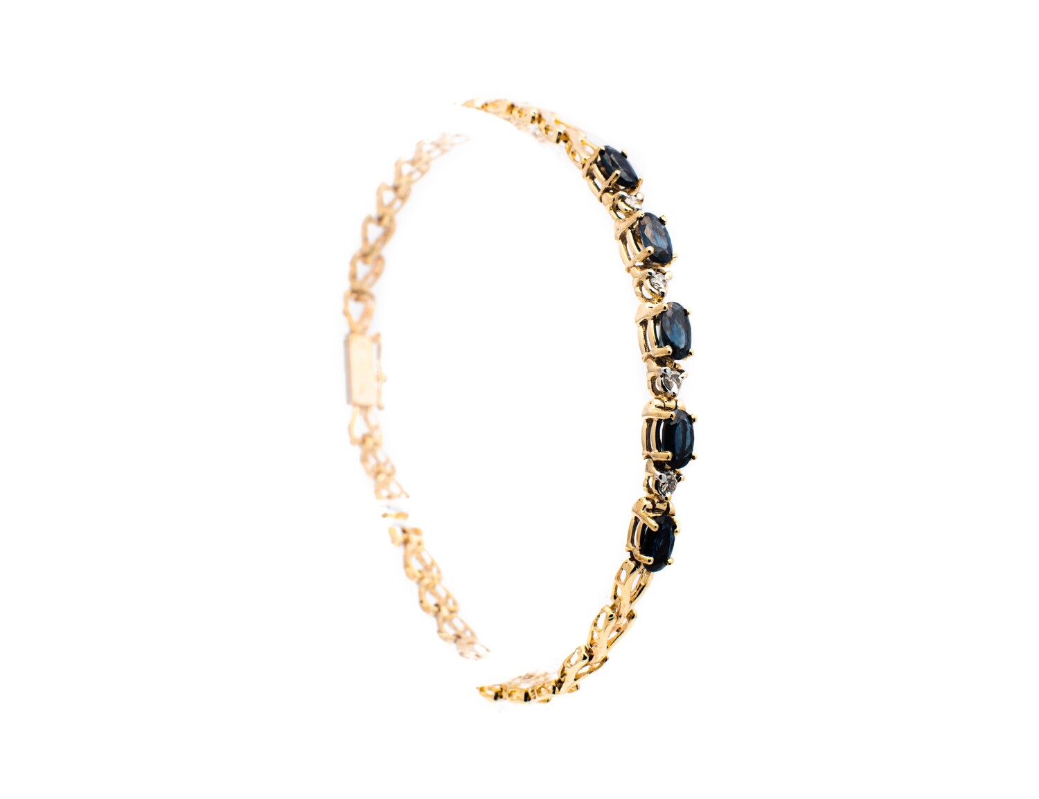 14K Yellow Gold Bracelet with Sapphires and Diamonds