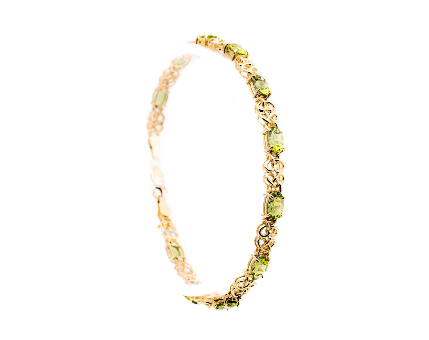 14K Yellow Gold Bracelet with Lime Green Quartz