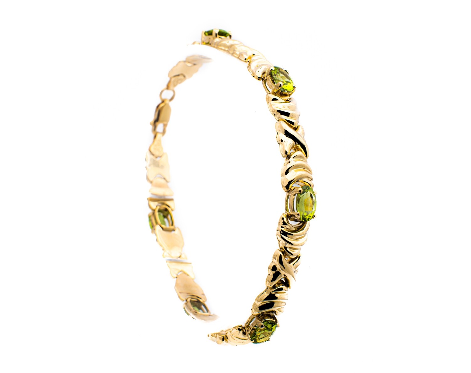 14K Yellow Gold Lime Green Quartz Bracelet
