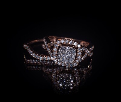 Rose Gold Diamond Wedding Set