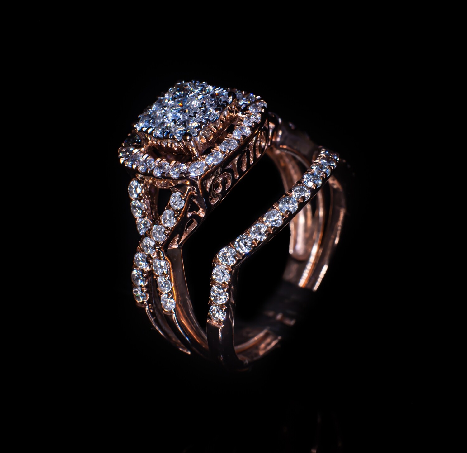 Rose Gold Diamond Wedding Set