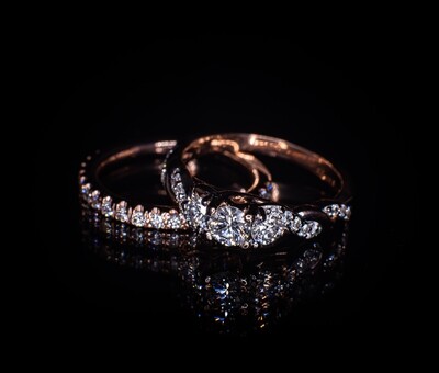 Rose Gold Diamond Wedding Set