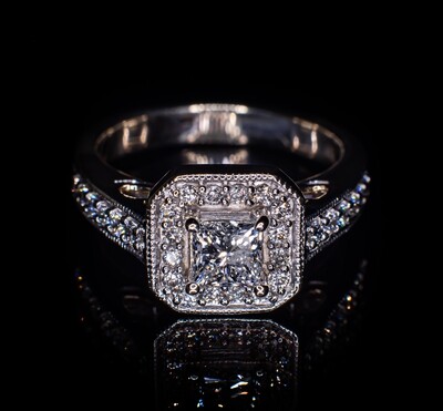 14K White Gold Promise Ring with Diamonds
