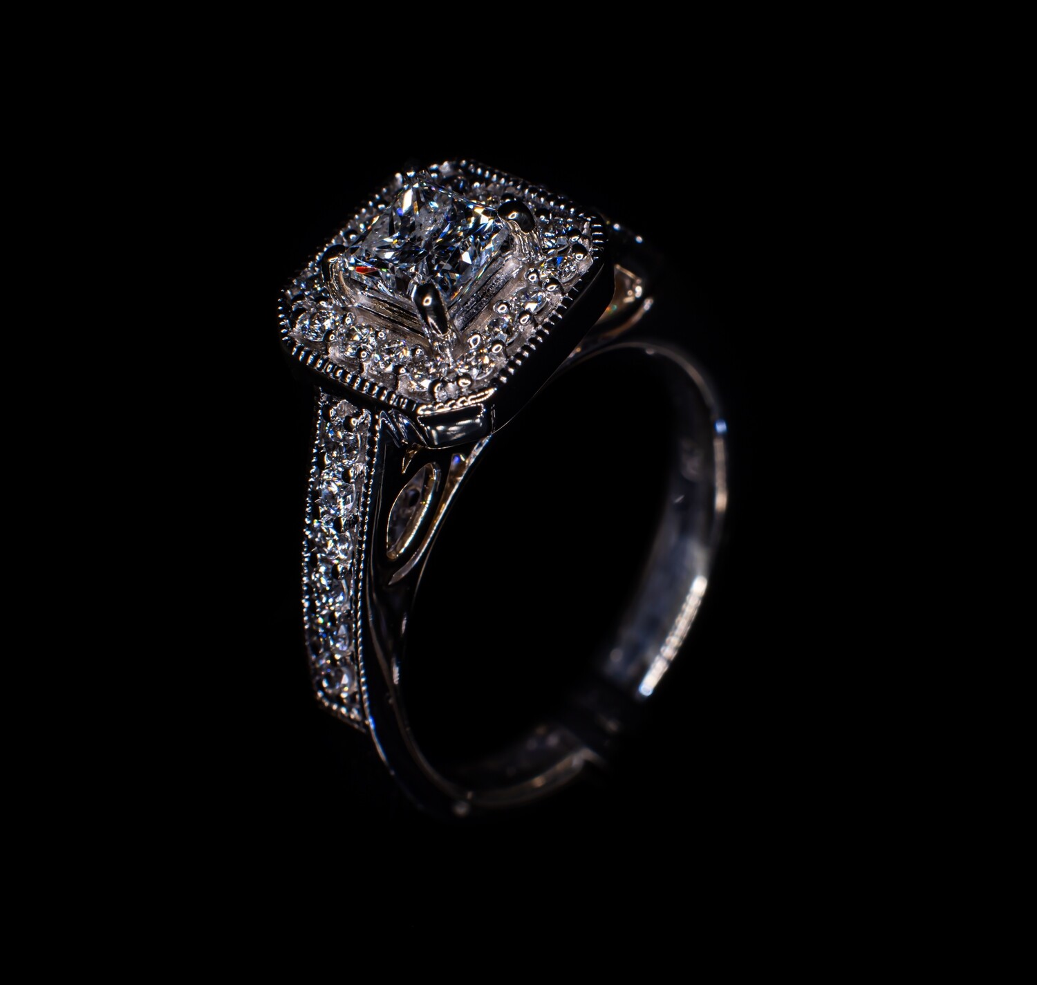 14K White Gold Promise Ring with Diamonds
