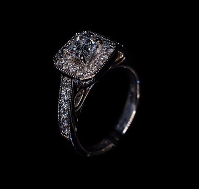 14K White Gold Promise Ring with Diamonds