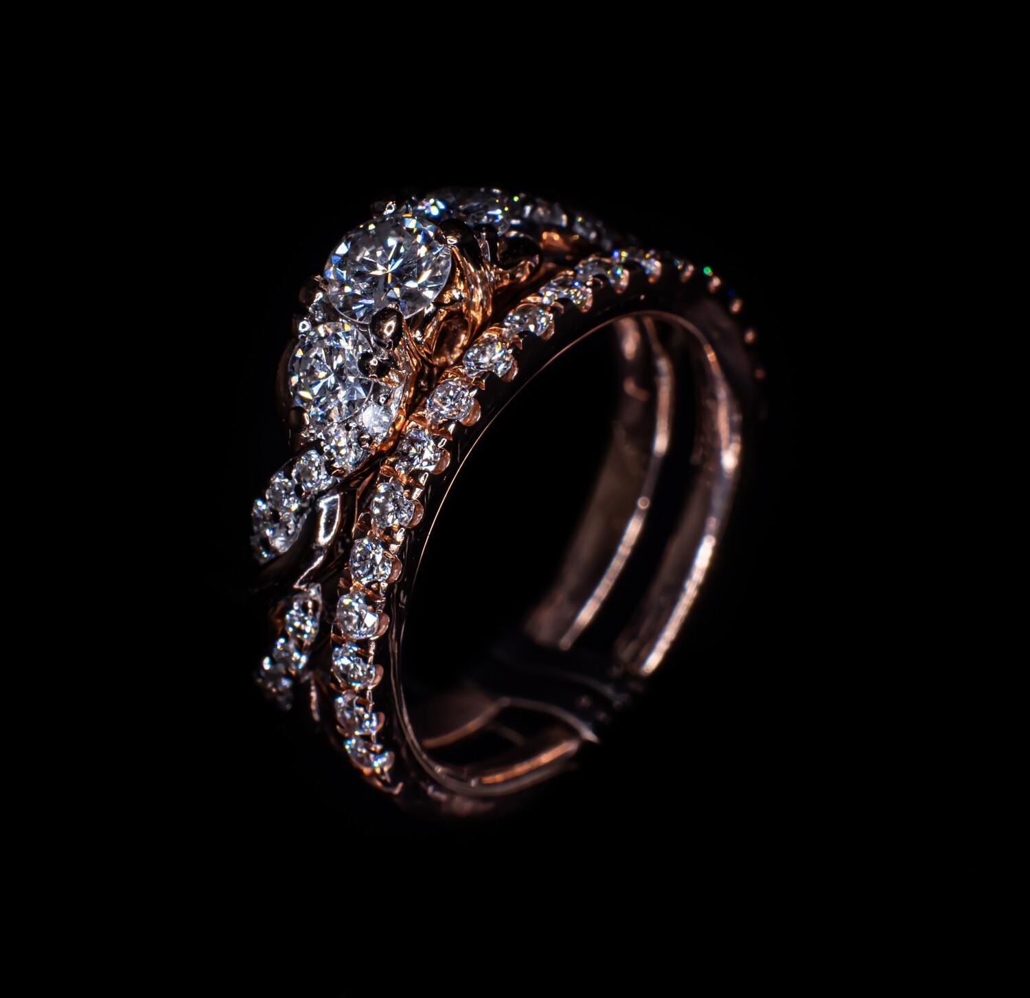 Rose Gold Diamond Wedding Set