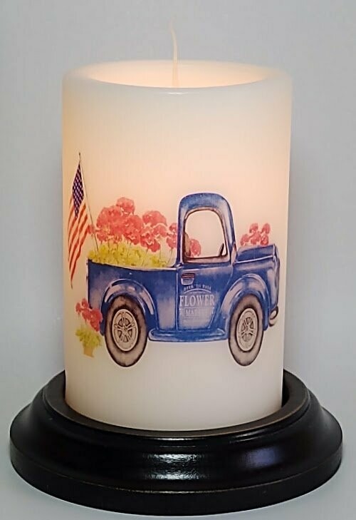 6" USA Seasonal Truck Candle Sleeve