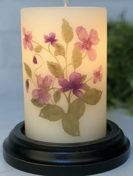 6" Watercolor Violet Bouquet Candle Sleeve