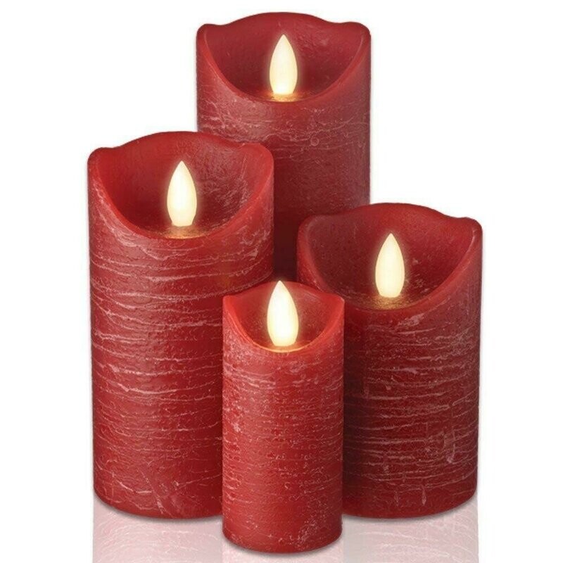 8" Semblance Distressed LED Pillar - Red