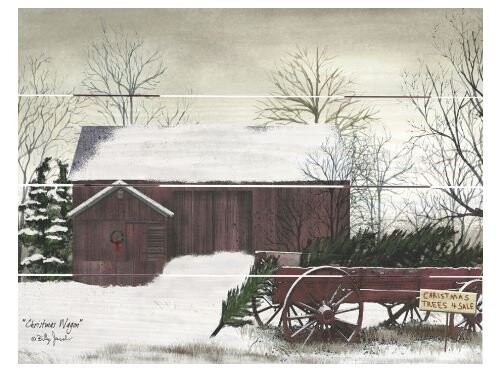 9x12" Pallet Art - Christmas Wagon