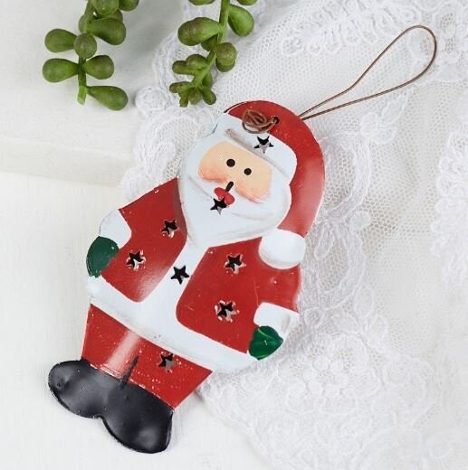 Punched Tin Ornament - Santa