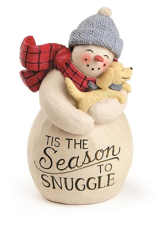 Christmas Snowman Holding Dog